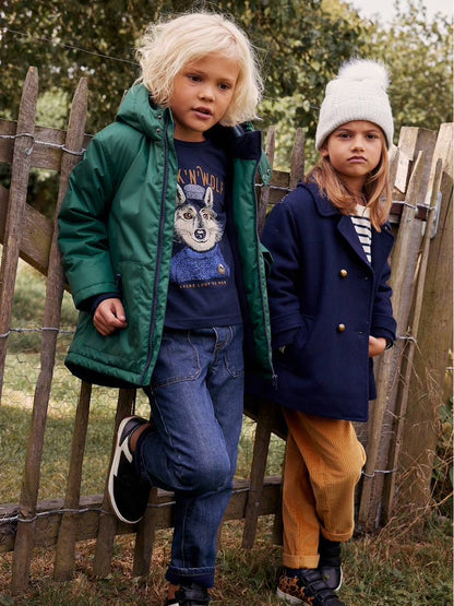 Parka à capuche doublée polaire pour garçon - couleur vert