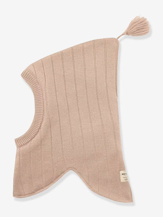Cagoule en laine mérinos Matjuel mini a ture pour enfants- beige