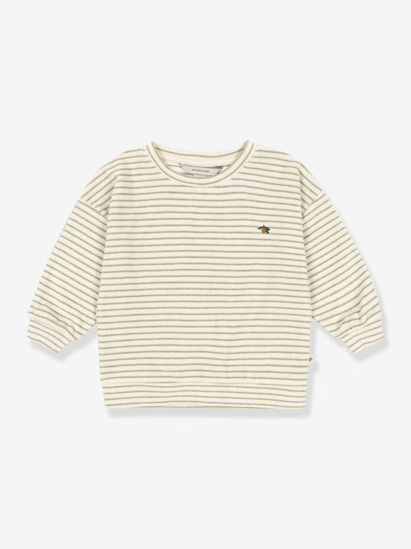 Konges Slojd Sweat-shirt rayé en éponge - couleur beige 80 % coton