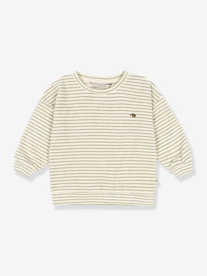 Konges Slojd Sweat-shirt rayé en éponge - couleur beige 80 % coton