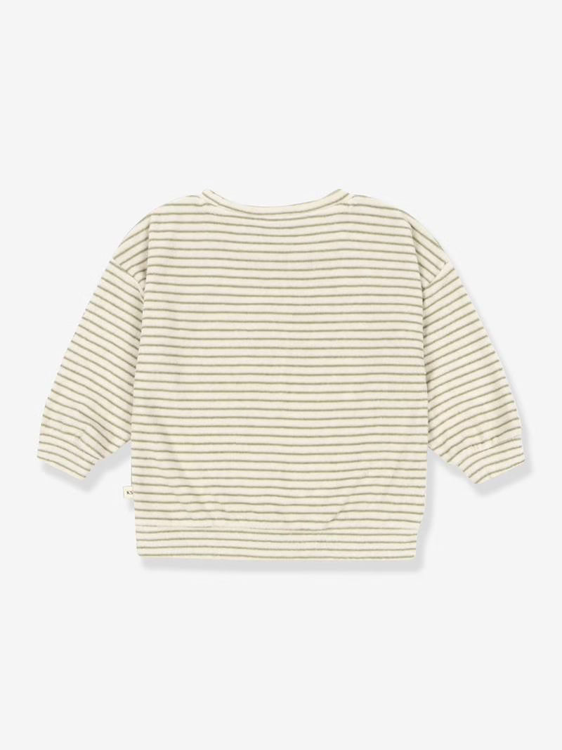 Konges Slojd Sweat-shirt rayé en éponge - couleur beige 80 % coton