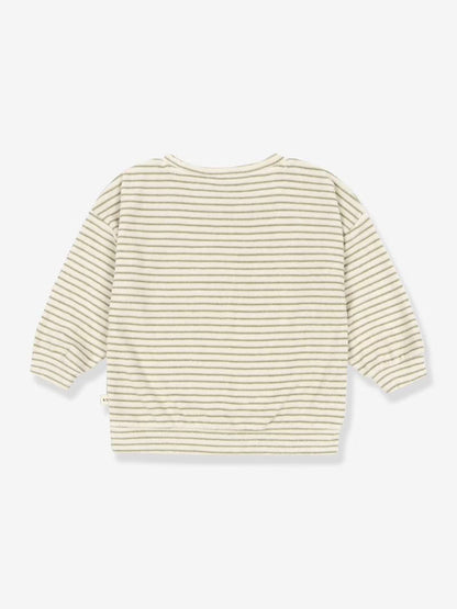 Konges Slojd Sweat-shirt rayé en éponge - couleur beige 80 % coton