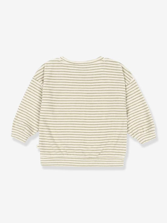 Konges Slojd Sweat-shirt rayé en éponge - couleur beige 80 % coton
