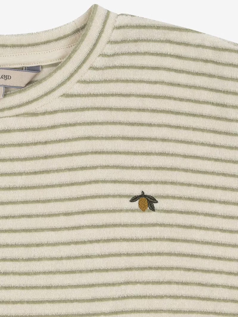 Konges Slojd Sweat-shirt rayé en éponge - couleur beige 80 % coton