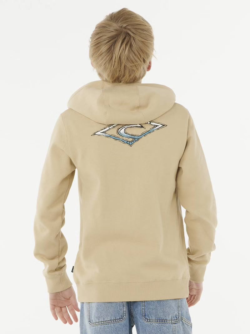Sweat-shirt - couleur beige avec poignets et ourlet élastiqués